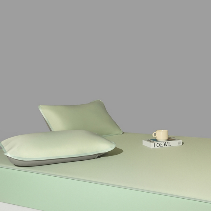 91家纺网 家纺一手货源 找家纺 禧澜庭 2026春夏新款锦纶凉感冰丝云母凉席可水洗折叠床笠空调席 柳青绿