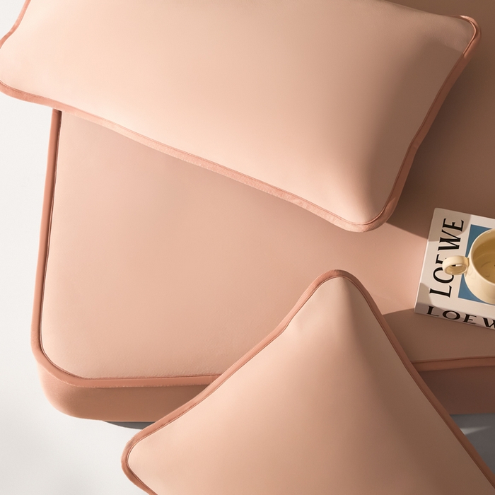 91家纺网 家纺一手货源 找家纺 禧澜庭 2026春夏新款锦纶凉感冰丝云母凉席可水洗折叠床笠空调席 玉桂粉