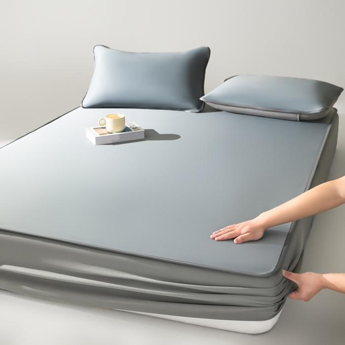 禧澜庭 2026春夏新款锦纶凉感冰丝云母凉席可水洗折叠床笠空调席 经典灰