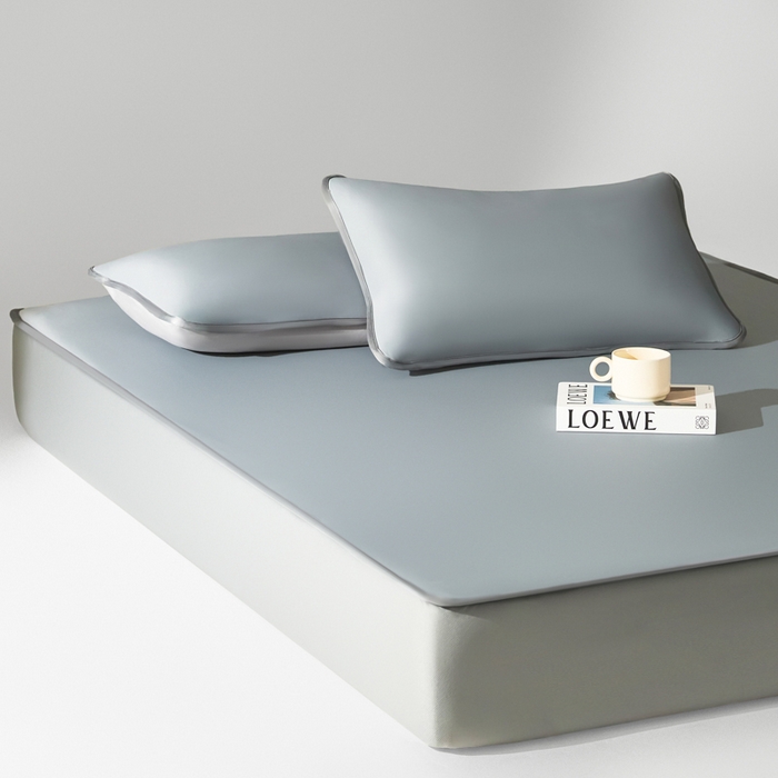 91家纺网 家纺一手货源 找家纺 禧澜庭 2026春夏新款锦纶凉感冰丝云母凉席可水洗折叠床笠空调席 经典灰