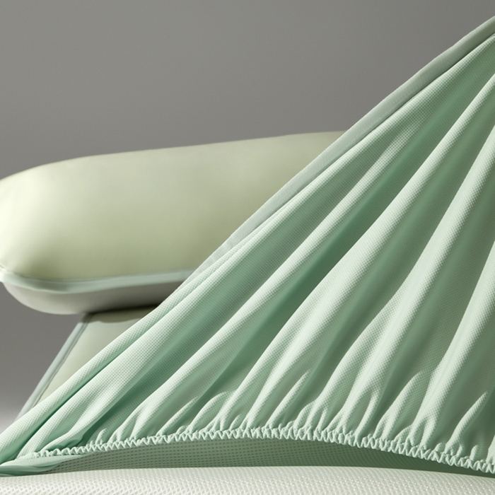 91家纺网 家纺一手货源 找家纺 禧澜庭 2026春夏新款锦纶凉感冰丝云母凉席可水洗折叠床笠空调席 柳青绿