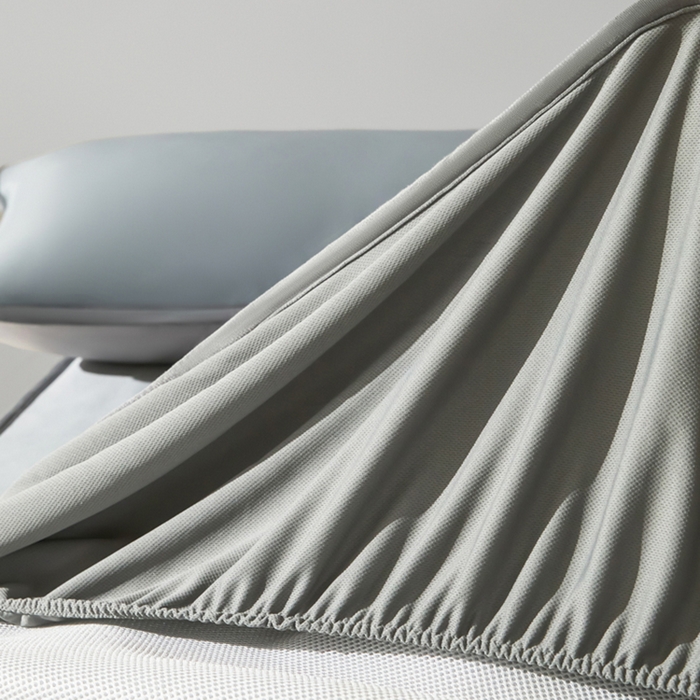 91家纺网 家纺一手货源 找家纺 禧澜庭 2026春夏新款锦纶凉感冰丝云母凉席可水洗折叠床笠空调席 经典灰