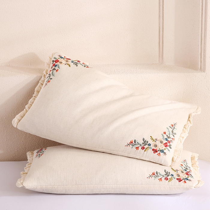 91家纺网 家纺一手货源 找家纺 （总）蔻眠 棉麻刺绣荞麦护颈枕芯学生成人全荞麦枕头