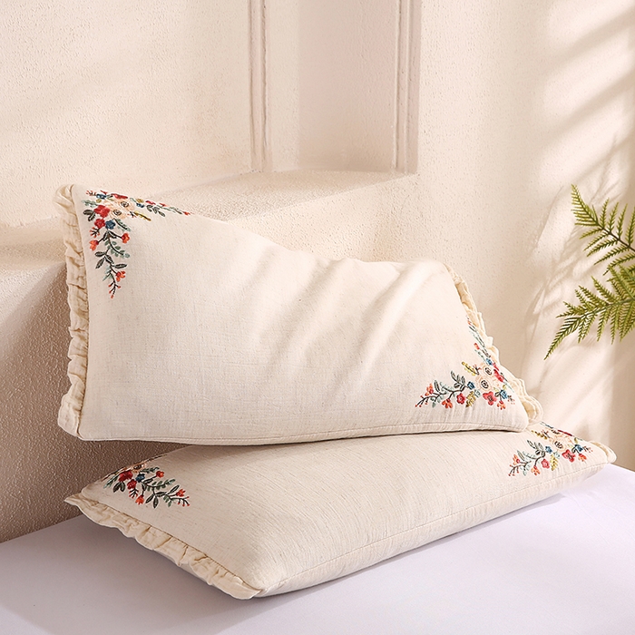 91家纺网 家纺一手货源 找家纺 （总）蔻眠 棉麻刺绣荞麦护颈枕芯学生成人全荞麦枕头