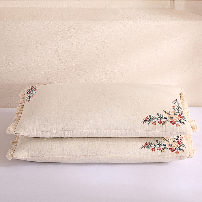 91家纺网 家纺一手货源 找家纺 （总）蔻眠 棉麻刺绣荞麦护颈枕芯学生成人全荞麦枕头