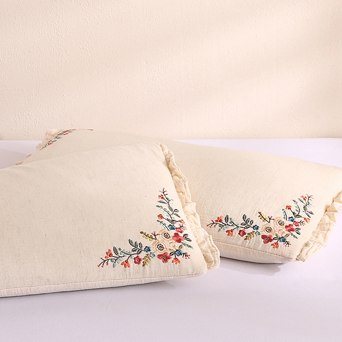 91家纺网 家纺一手货源 找家纺 （总）蔻眠 棉麻刺绣荞麦护颈枕芯学生成人全荞麦枕头
