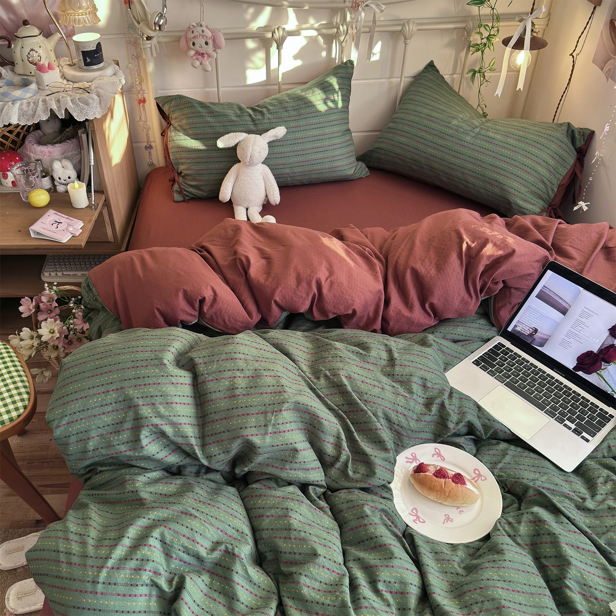 91家纺网 家纺一手货源 找家纺 （总）优选良品 2026新款小清新直播热卖款云感双层纱木棉四件套系列（小红书热款推荐）