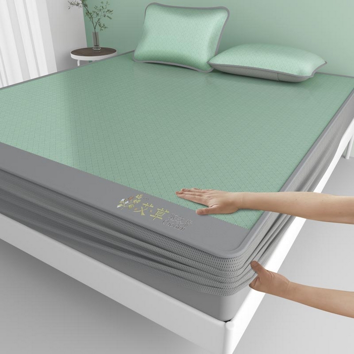 91家纺网 家纺一手货源 找家纺 好福居 2026新款舒适亲肤凉感艾草驱蚊席床笠款 艾草驱蚊席-绿床笠款