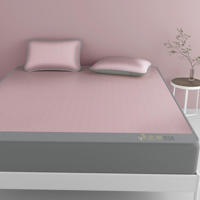 91家纺网 家纺一手货源 找家纺 好福居 2026新款舒适亲肤凉感艾草驱蚊席床笠款 艾草驱蚊席-粉床笠款