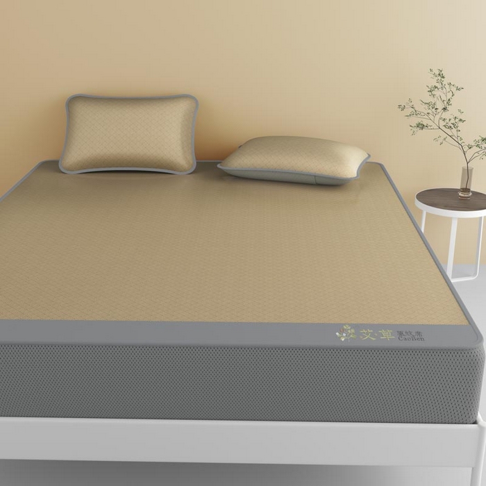 91家纺网 家纺一手货源 找家纺 好福居 2026新款舒适亲肤凉感艾草驱蚊席床笠款 艾草驱蚊席-咖床笠款