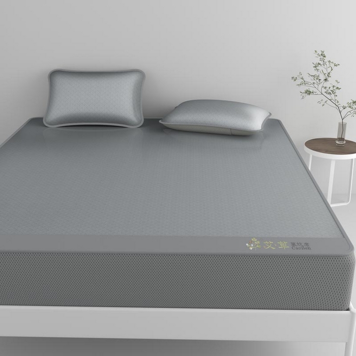 91家纺网 家纺一手货源 找家纺 好福居 2026新款舒适亲肤凉感艾草驱蚊席床笠款 艾草驱蚊席-灰床笠款