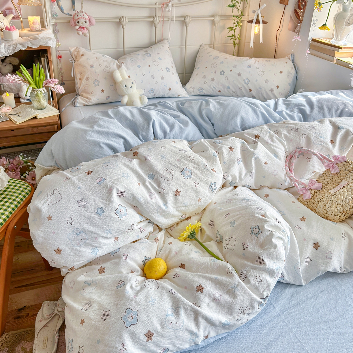 91家纺网 家纺一手货源 找家纺 （总）优选良品 2026新款小清新直播热卖款云感双层纱木棉四件套系列（小红书热款推荐）