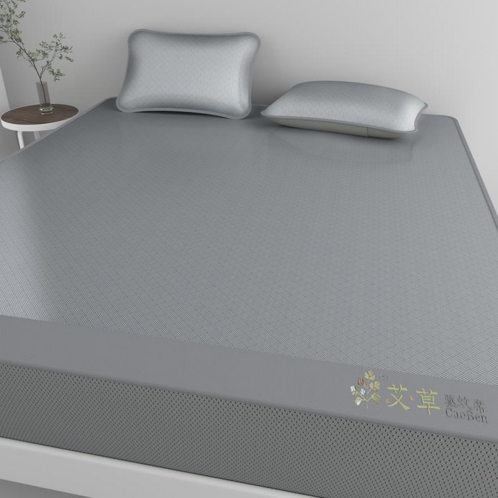 91家纺网 家纺一手货源 找家纺 好福居 2026新款舒适亲肤凉感艾草驱蚊席床笠款 艾草驱蚊席-灰床笠款