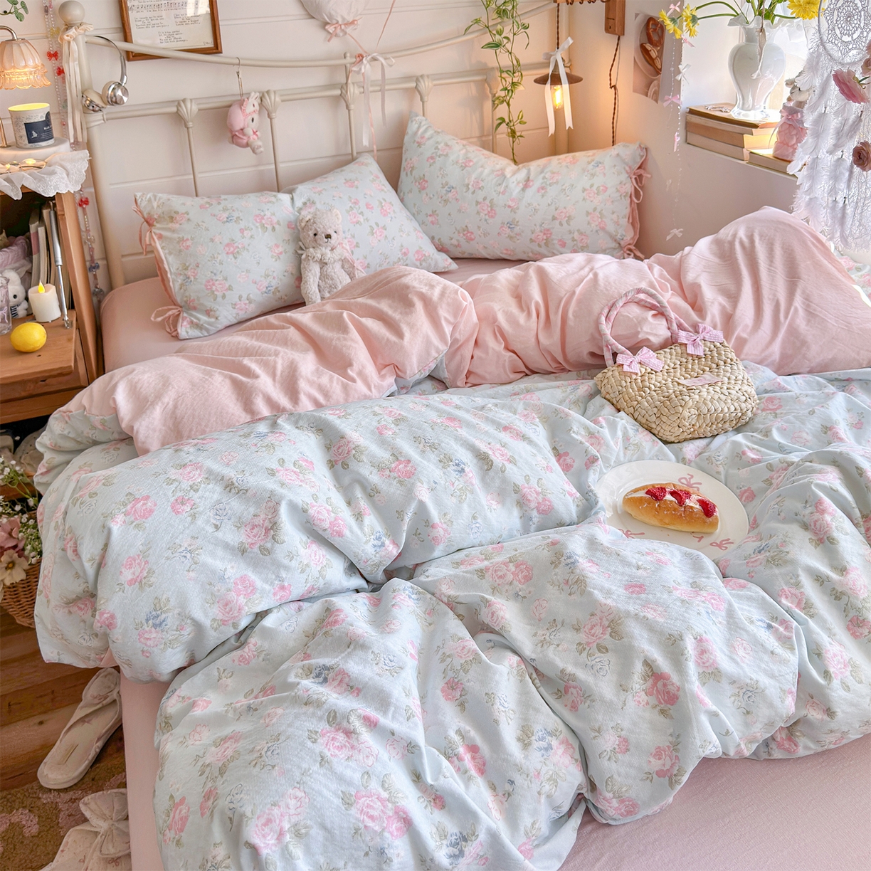 91家纺网 家纺一手货源 找家纺 （总）优选良品 2026新款小清新直播热卖款云感双层纱木棉四件套系列（小红书热款推荐）