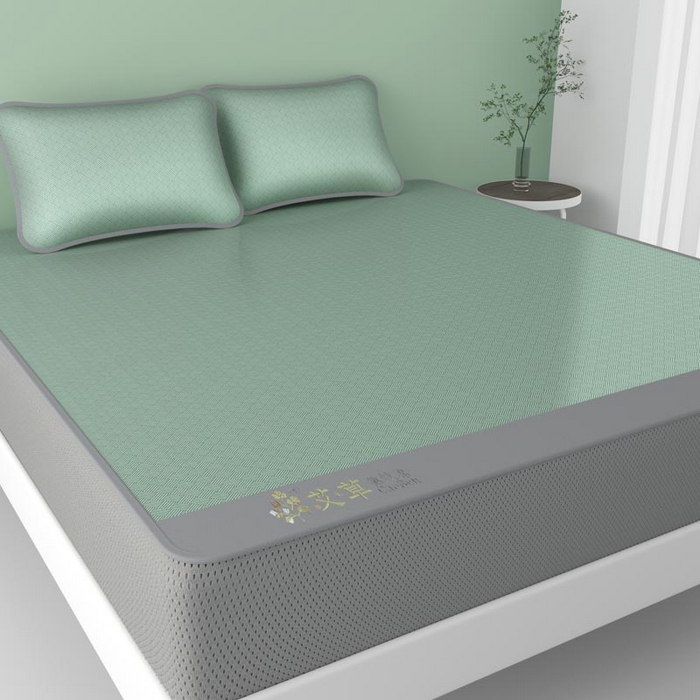 91家纺网 家纺一手货源 找家纺 好福居 2026新款舒适亲肤凉感艾草驱蚊席床笠款 艾草驱蚊席-绿床笠款