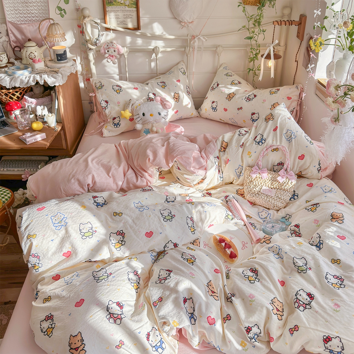 优选良品 2026新款小清新直播热卖款云感双层纱木棉四件套系列（小红书热款推荐） 可爱喵