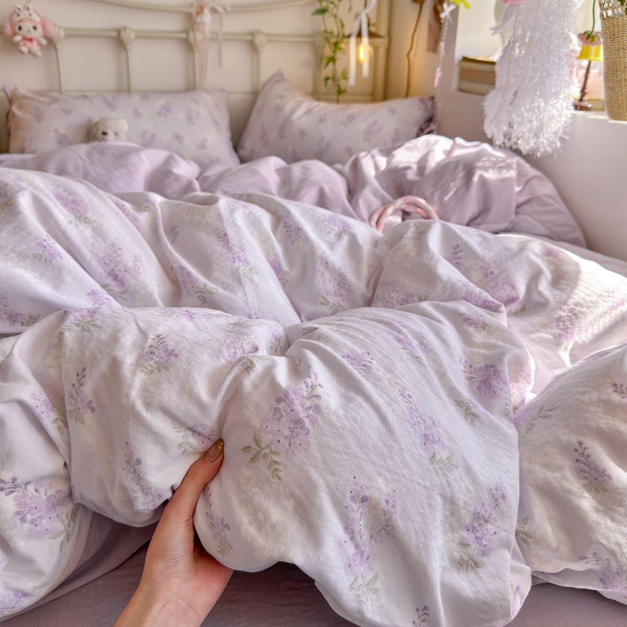 91家纺网 家纺一手货源 找家纺 （总）优选 2026新款小清新直播热卖款云感双层纱木棉床盖四件套系列