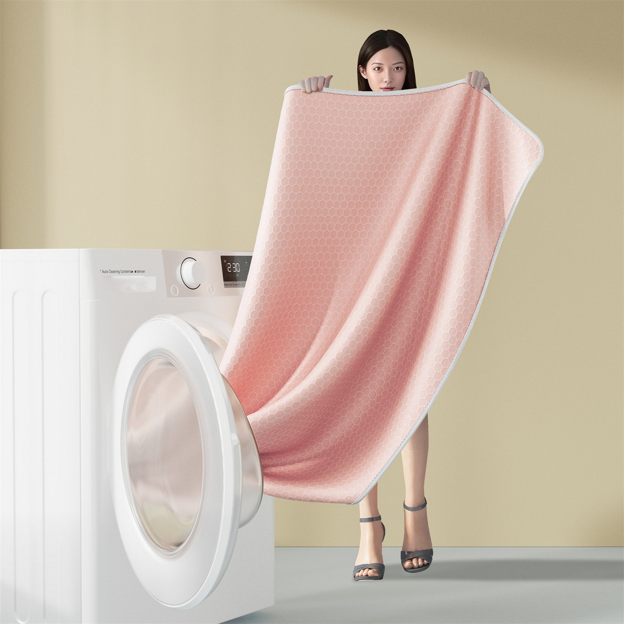 91家纺网 家纺一手货源 找家纺 好福居 2026新款蜂窝科技凉感席-床笠款 蜂窝款-玉色床笠款