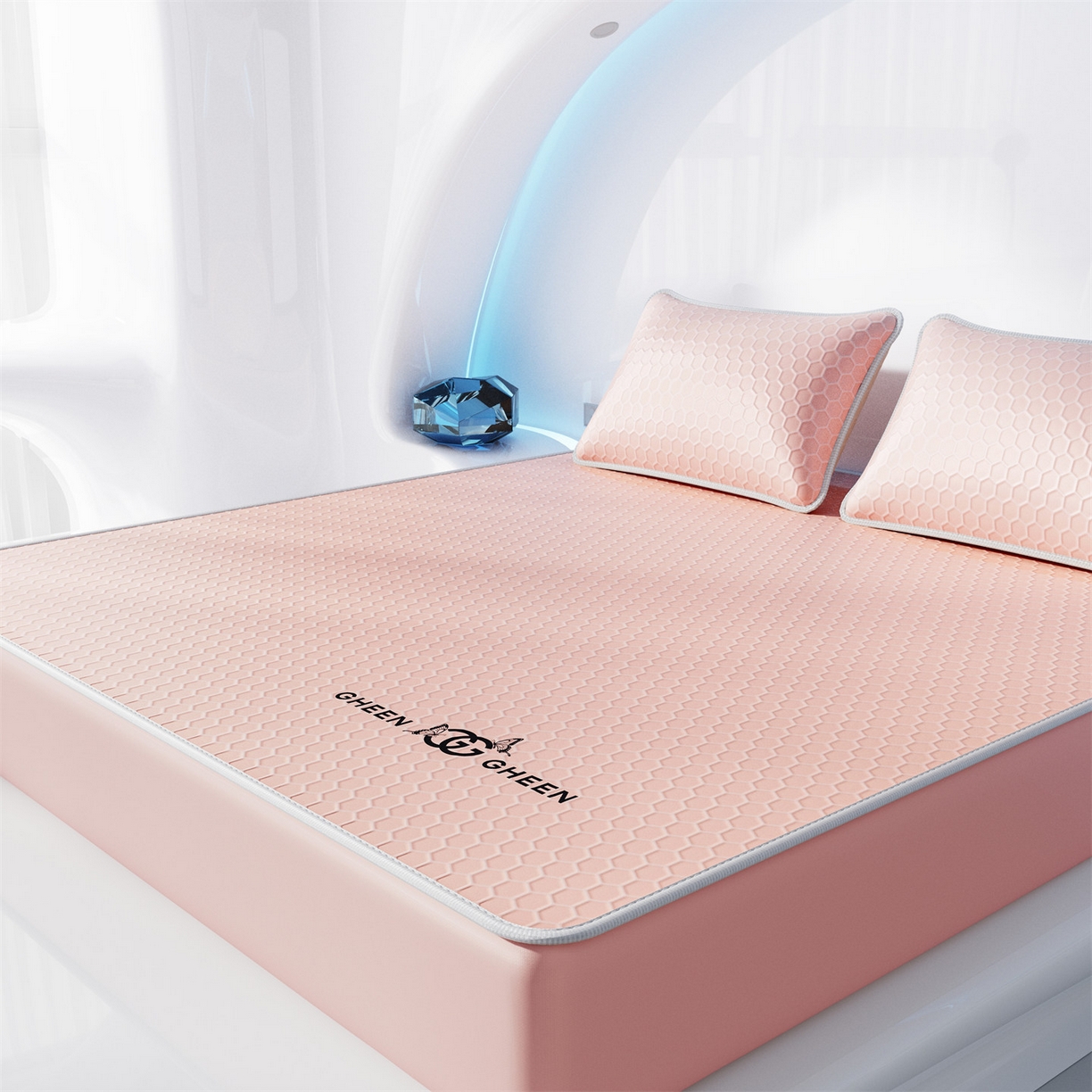 91家纺网 家纺一手货源 找家纺 好福居 2026新款蜂窝科技凉感席-床笠款 蜂窝款-玉色床笠款