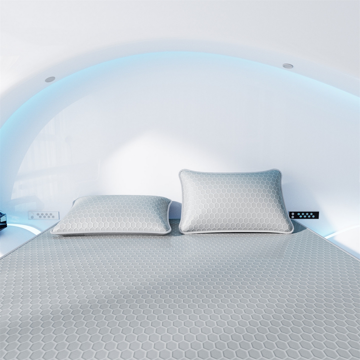 91家纺网 家纺一手货源 找家纺 好福居 2026新款蜂窝科技凉感席-床笠款 蜂窝款-浅灰床笠款