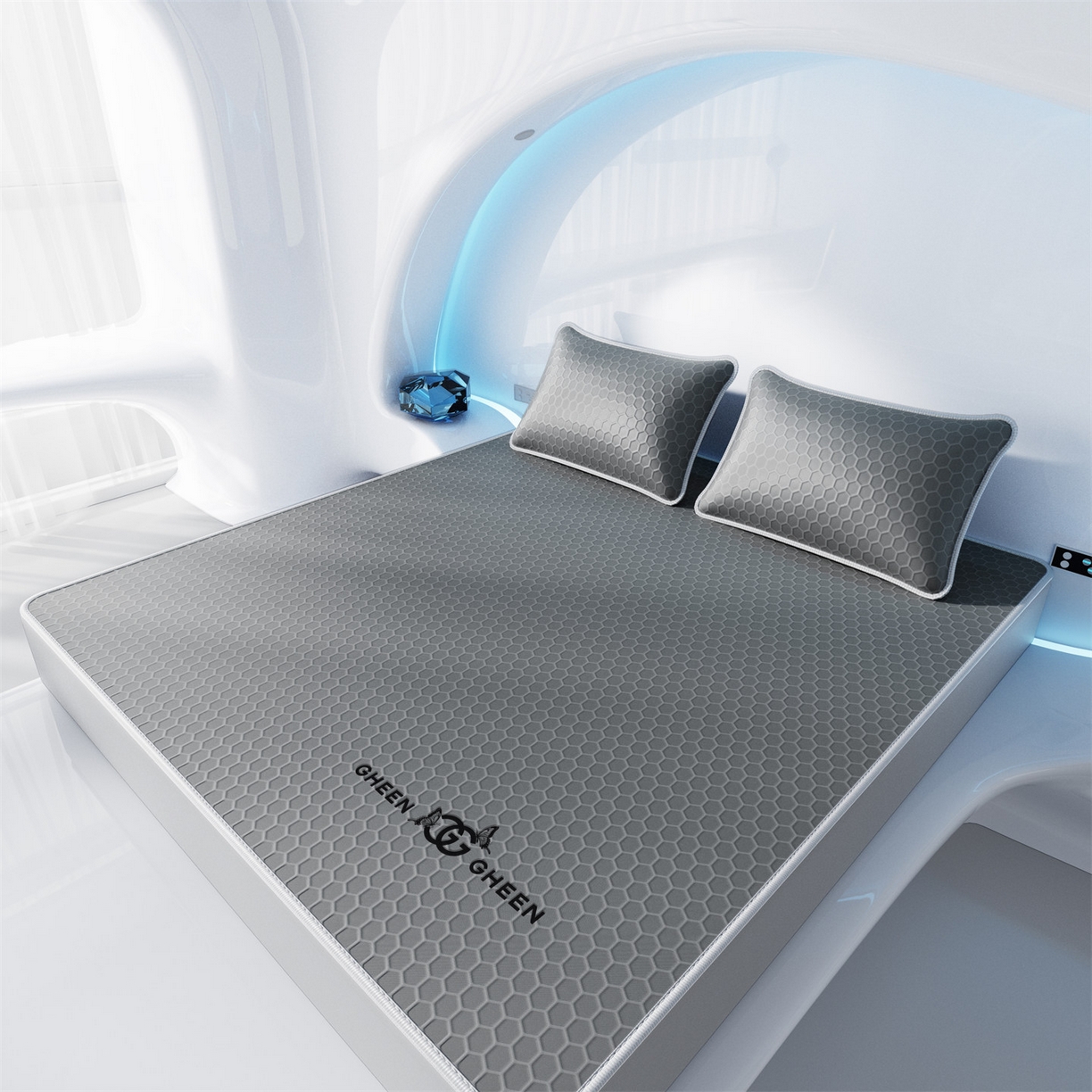 91家纺网 家纺一手货源 找家纺 好福居 2026新款蜂窝科技凉感席-床笠款 蜂窝款-深灰床笠款