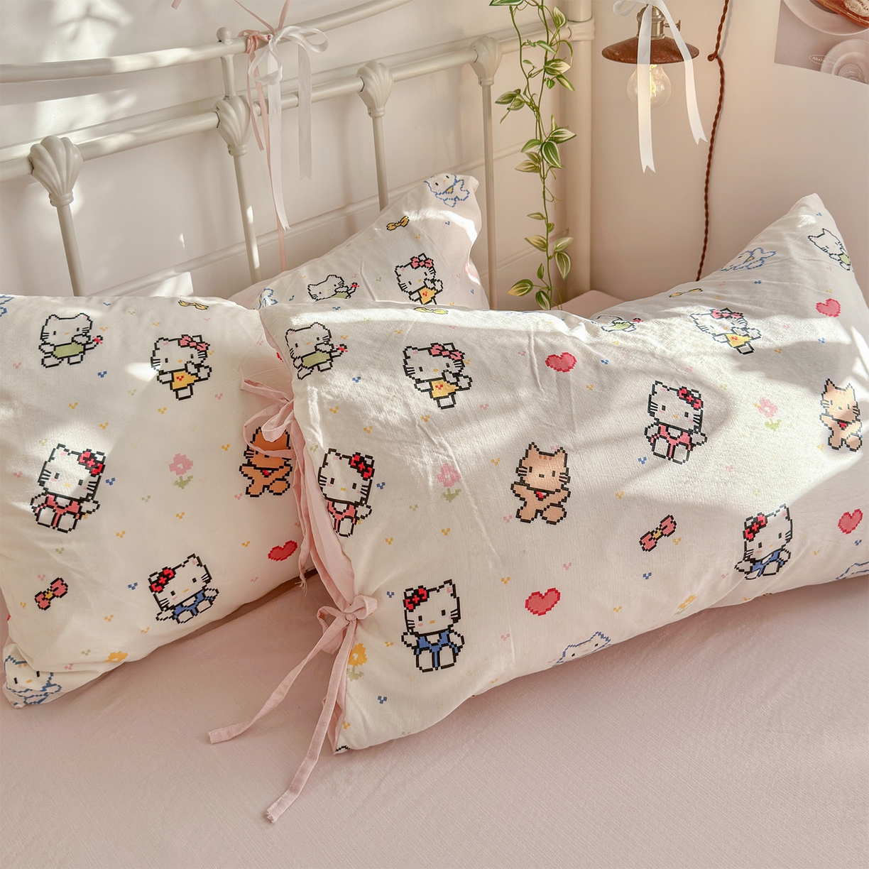 91家纺网 家纺一手货源 找家纺 优选良品 2026新款小清新直播热卖款云感双层纱木棉四件套系列（小红书热款推荐） 可爱喵