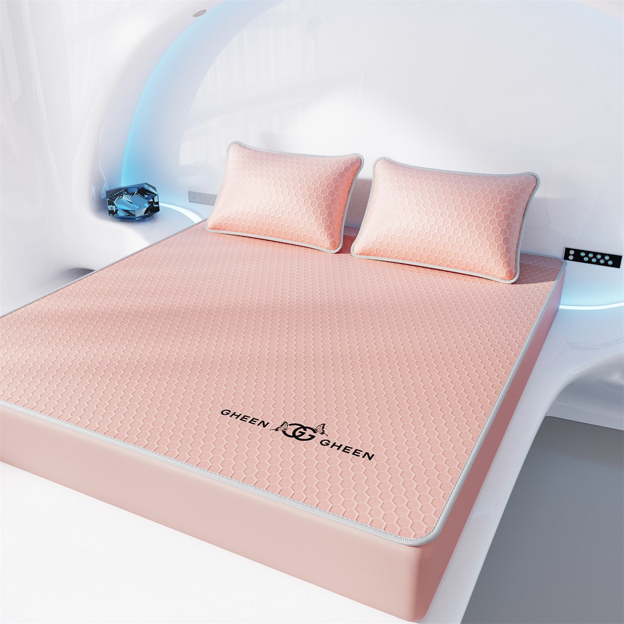 91家纺网 家纺一手货源 找家纺 好福居 2026新款蜂窝科技凉感席-床笠款 蜂窝款-玉色床笠款