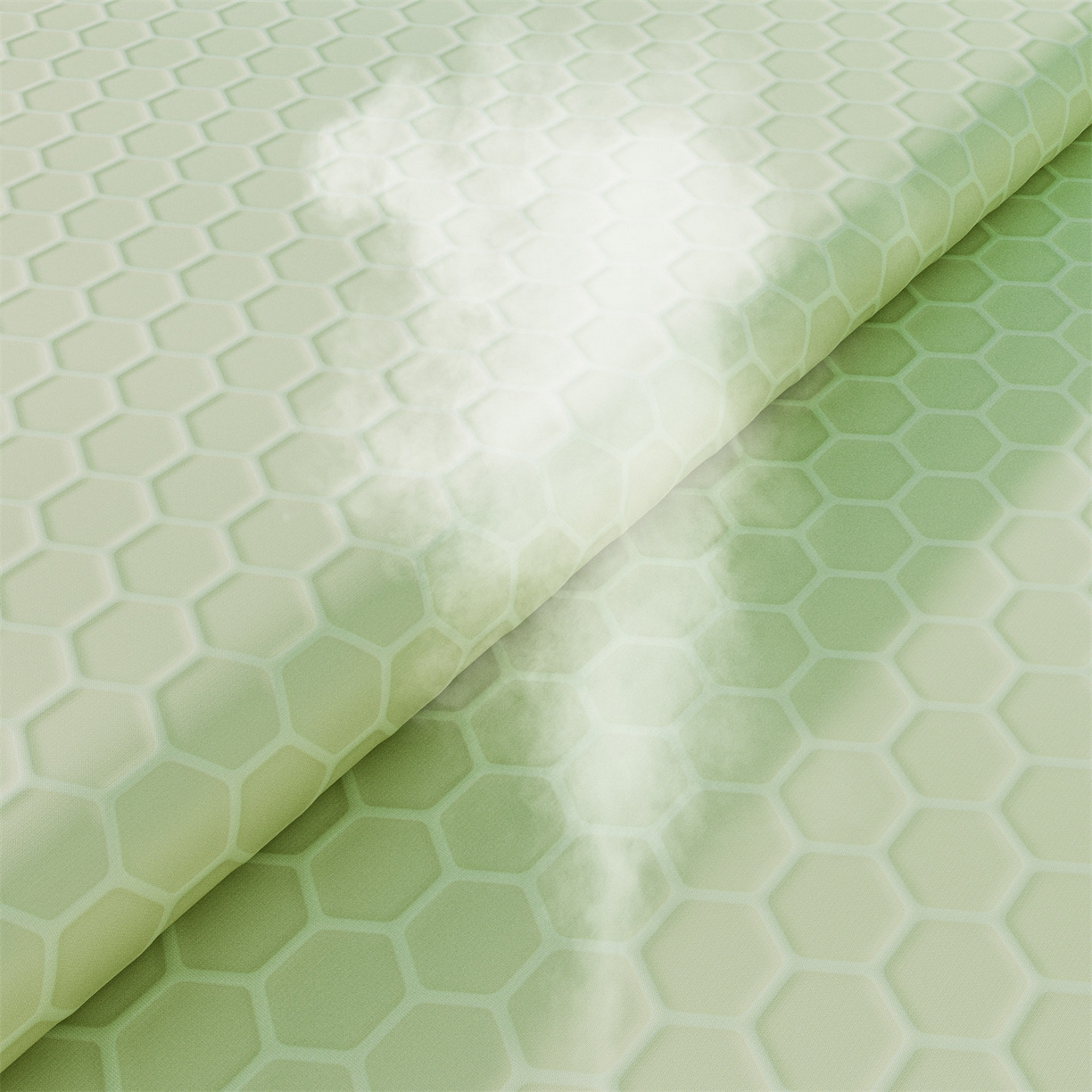 91家纺网 家纺一手货源 找家纺 好福居 2026新款蜂窝科技凉感席-床笠款 蜂窝款-绿色床笠款