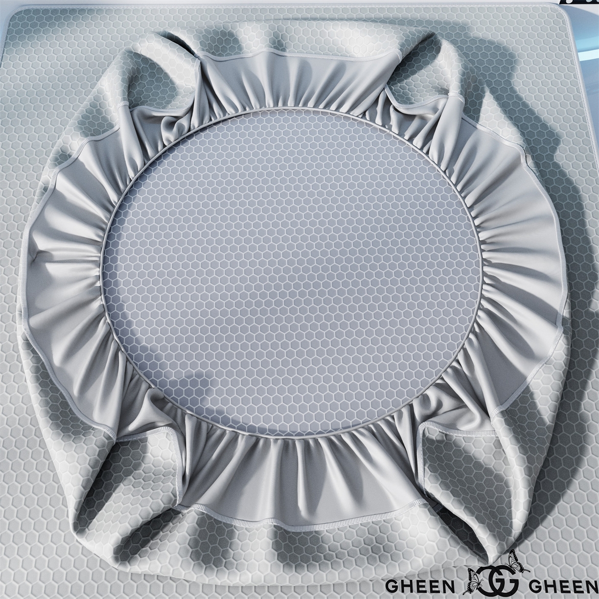 91家纺网 家纺一手货源 找家纺 好福居 2026新款蜂窝科技凉感席-床笠款 蜂窝款-浅灰床笠款