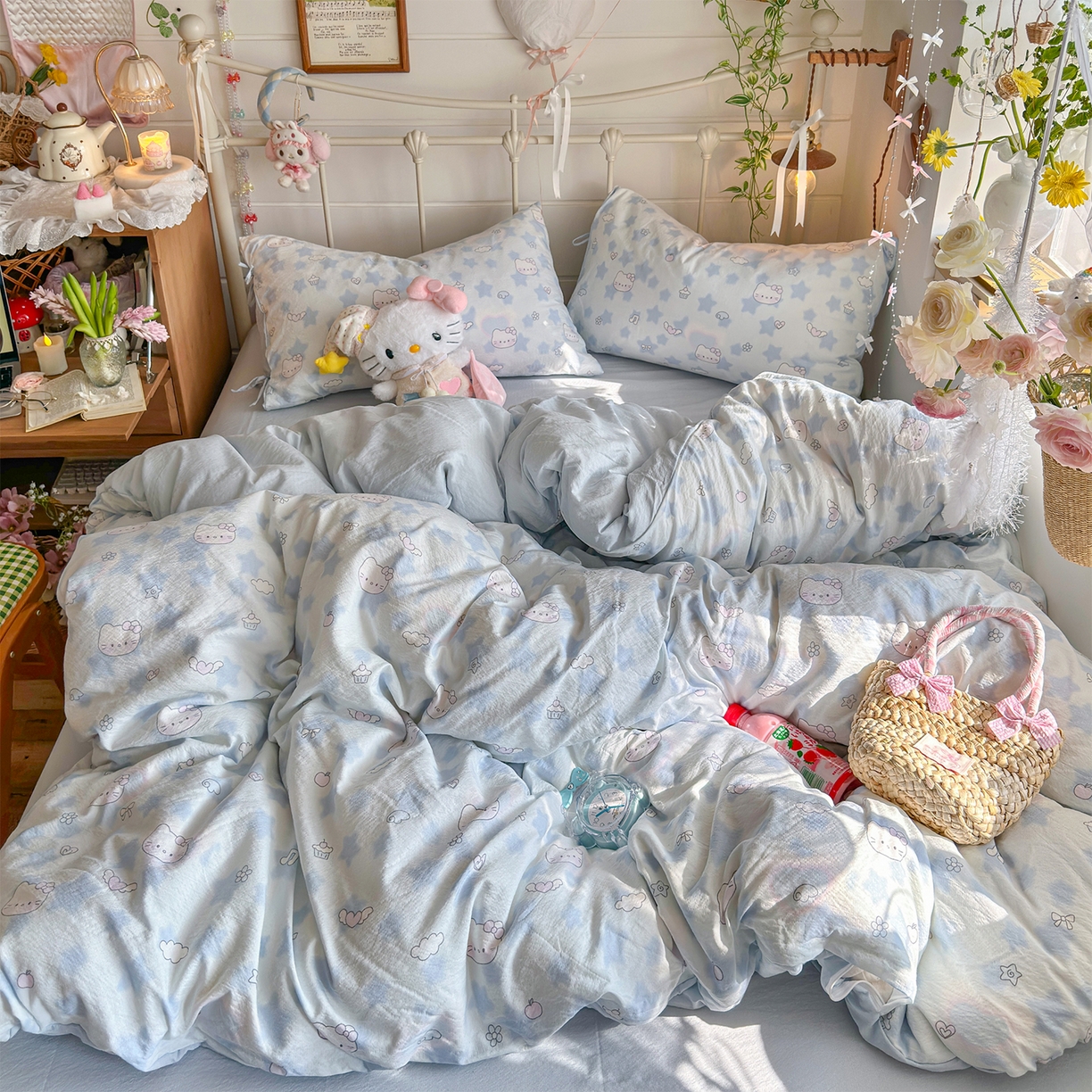 优选良品 2026新款小清新直播热卖款云感双层纱木棉四件套系列（小红书热款推荐） 爱心喵