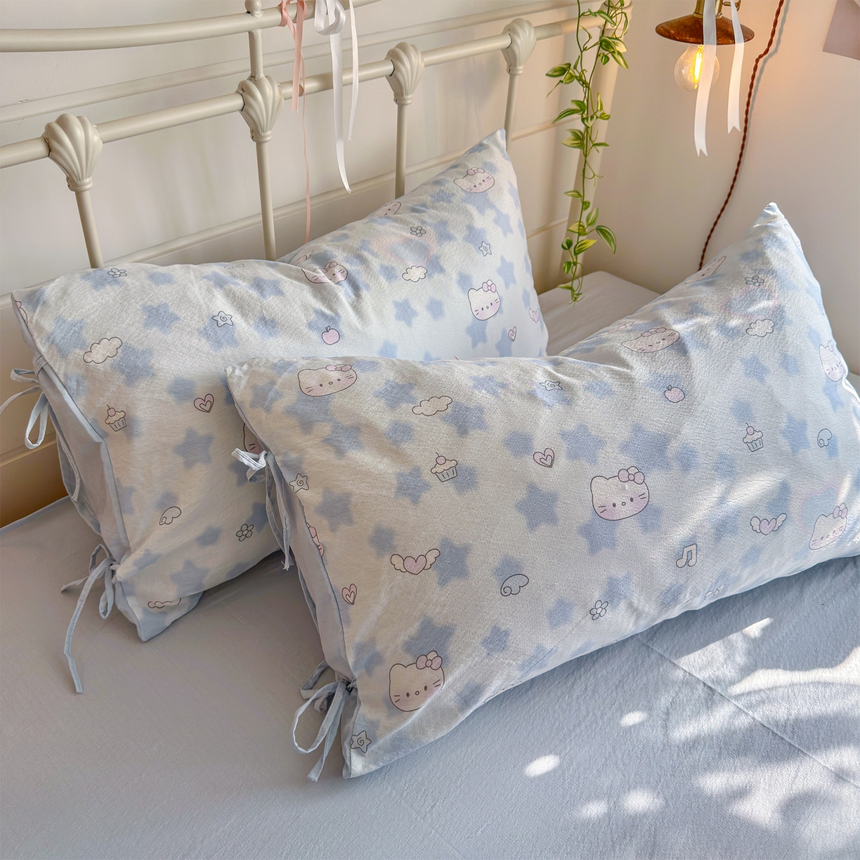 91家纺网 家纺一手货源 找家纺 优选良品 2026新款小清新直播热卖款云感双层纱木棉四件套系列（小红书热款推荐） 爱心喵