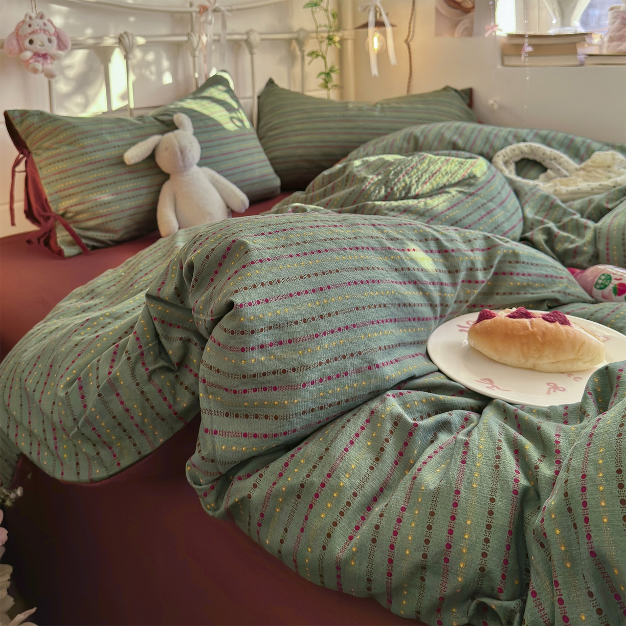 91家纺网 家纺一手货源 找家纺 优选良品 2026新款小清新直播热卖款云感双层纱木棉四件套系列（小红书热款推荐） 费尔岛