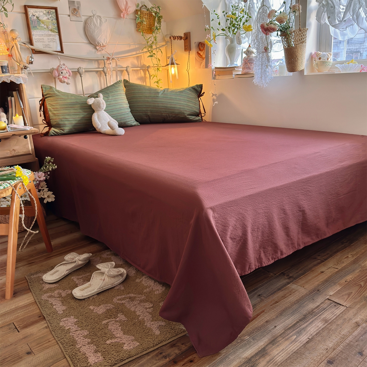 91家纺网 家纺一手货源 找家纺 优选良品 2026新款小清新直播热卖款云感双层纱木棉四件套系列（小红书热款推荐） 费尔岛