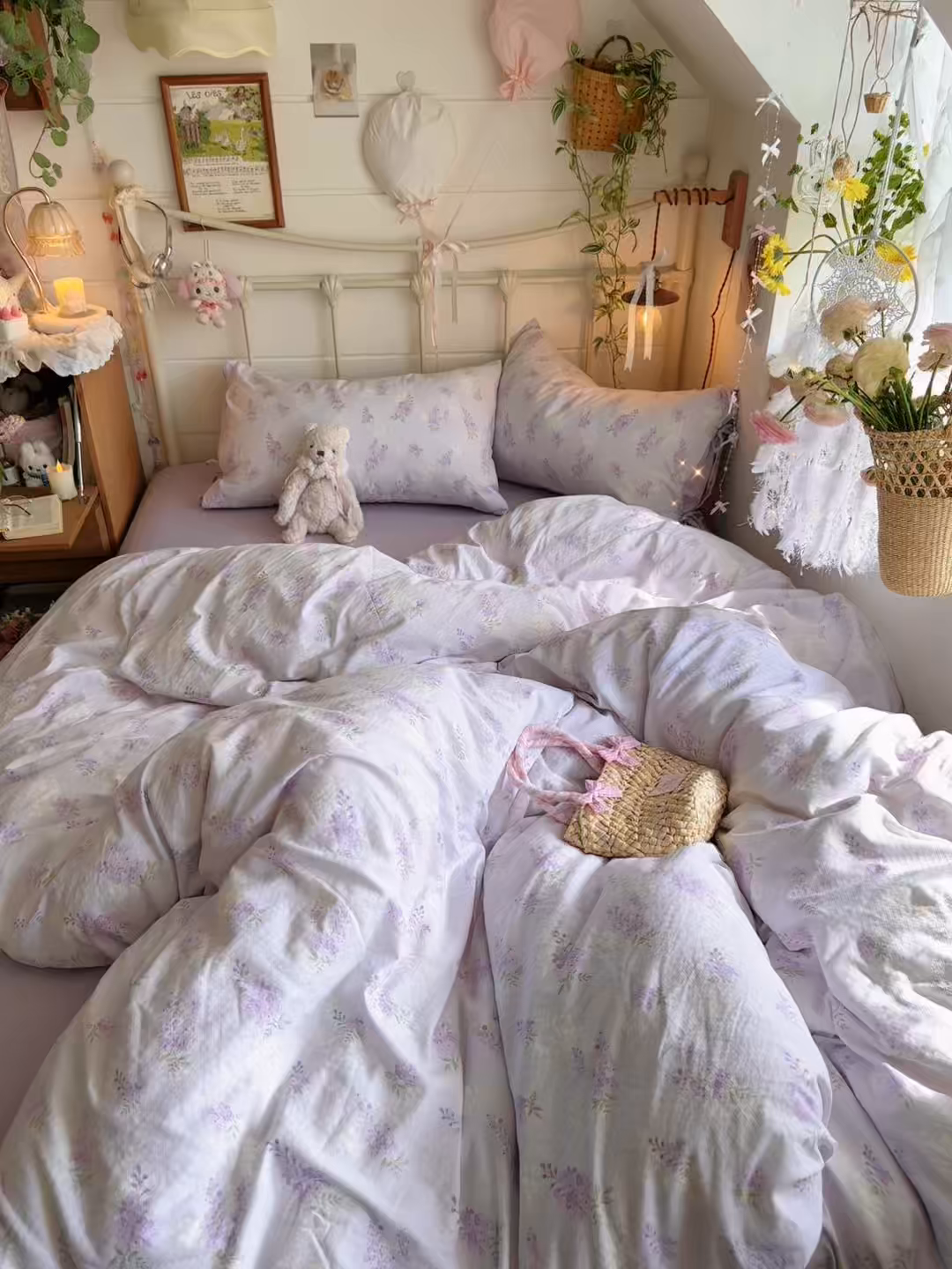 91家纺网 家纺一手货源 找家纺 优选 2026新款小清新直播热卖款云感双层纱木棉床盖四件套系列 卡布紫