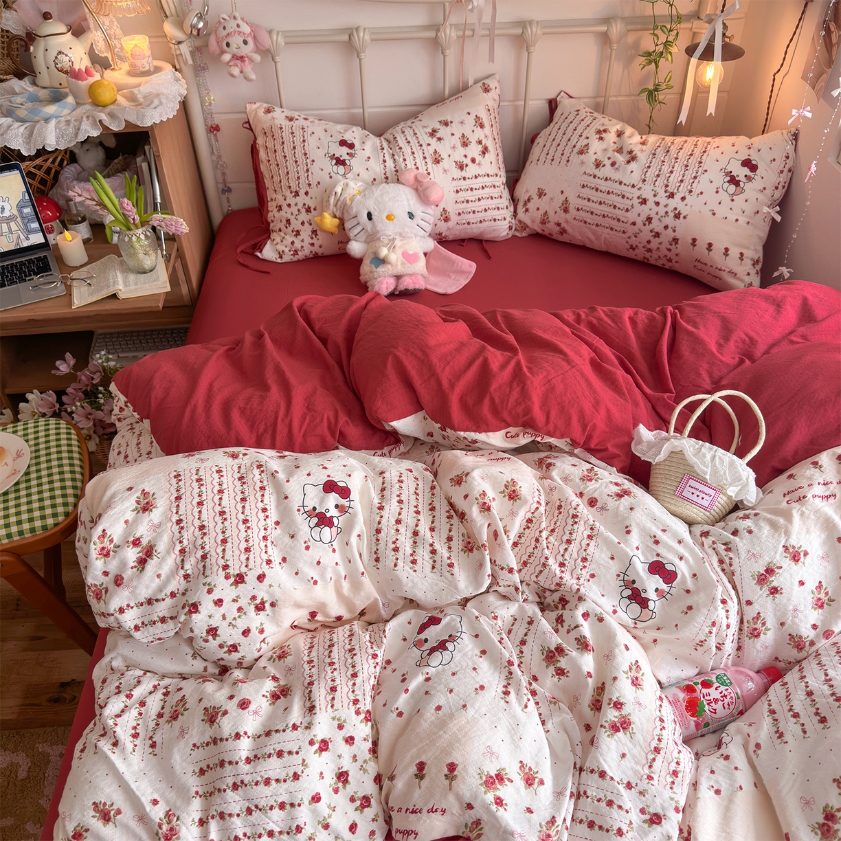 优选良品 2026新款小清新直播热卖款云感双层纱木棉四件套系列（小红书热款推荐） 浪漫kt