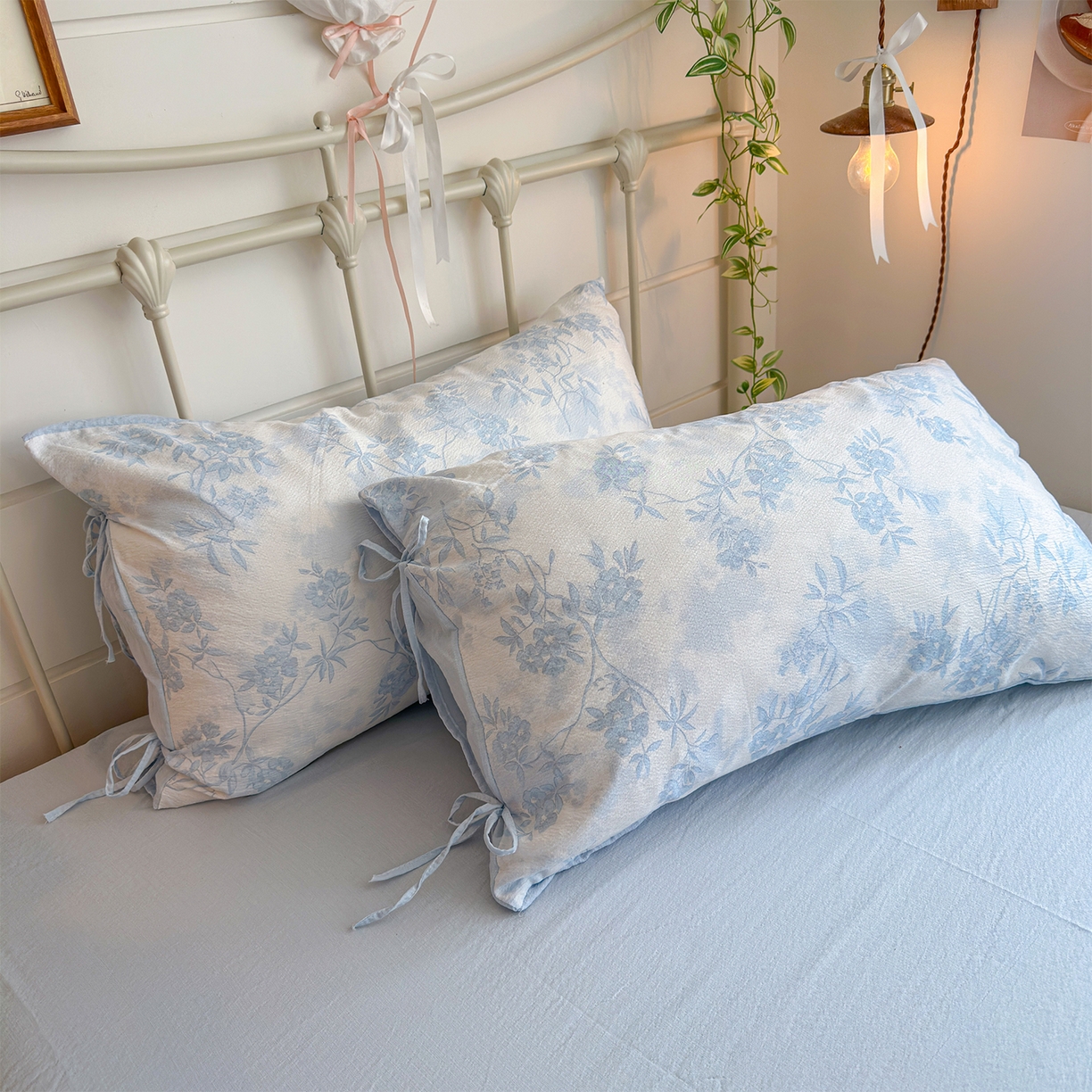 91家纺网 家纺一手货源 找家纺 优选 2026新款小清新直播热卖款云感双层纱木棉床盖四件套系列 冰菱花