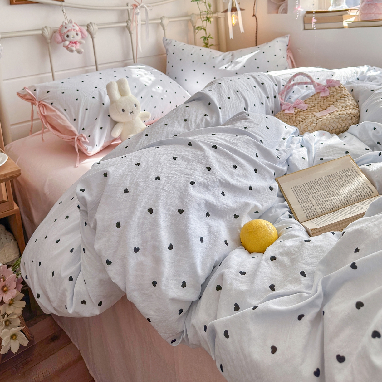 91家纺网 家纺一手货源 找家纺 优选良品 2026新款小清新直播热卖款云感双层纱木棉四件套系列（小红书热款推荐） 洛可可