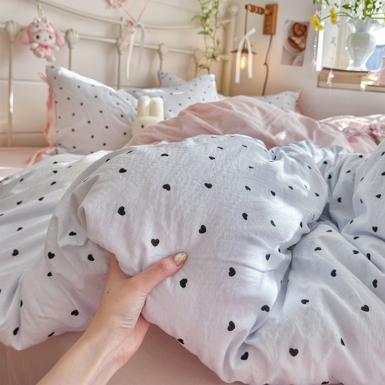 91家纺网 家纺一手货源 找家纺 优选良品 2026新款小清新直播热卖款云感双层纱木棉四件套系列（小红书热款推荐） 洛可可