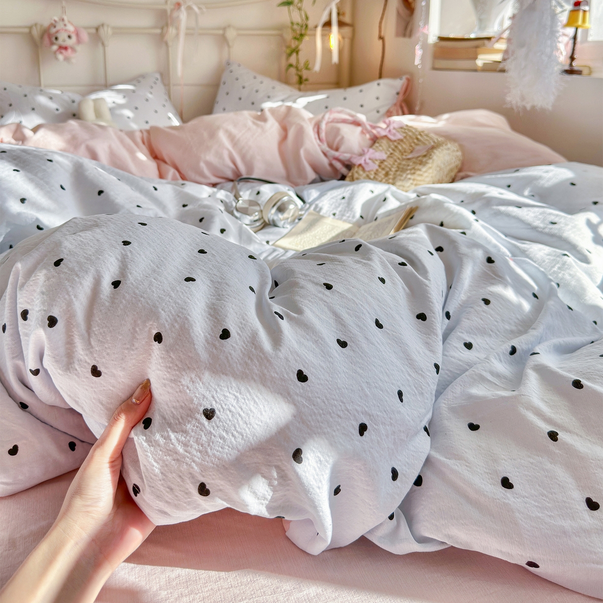 91家纺网 家纺一手货源 找家纺 优选良品 2026新款小清新直播热卖款云感双层纱木棉四件套系列（小红书热款推荐） 洛可可