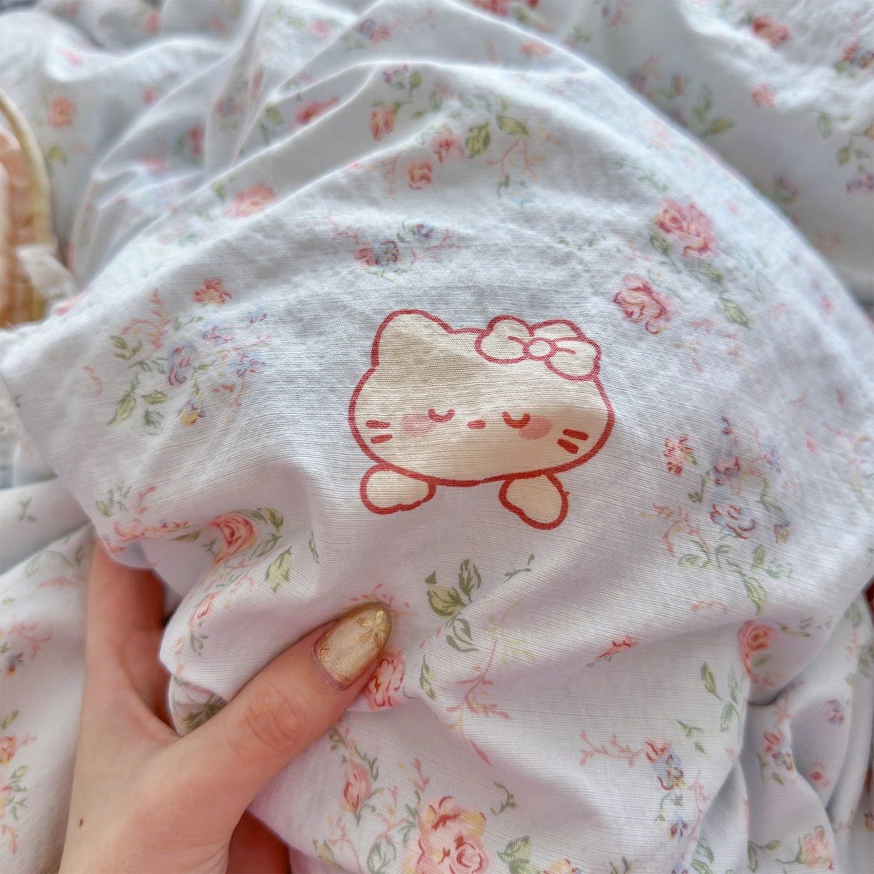 91家纺网 家纺一手货源 找家纺 优选 2026新款小清新直播热卖款云感双层纱木棉床盖四件套系列 花甜喵