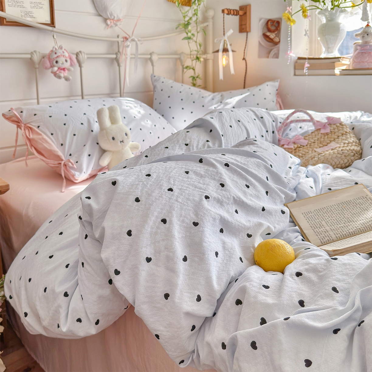 91家纺网 家纺一手货源 找家纺 优选 2026新款小清新直播热卖款云感双层纱木棉床盖四件套系列 洛可可