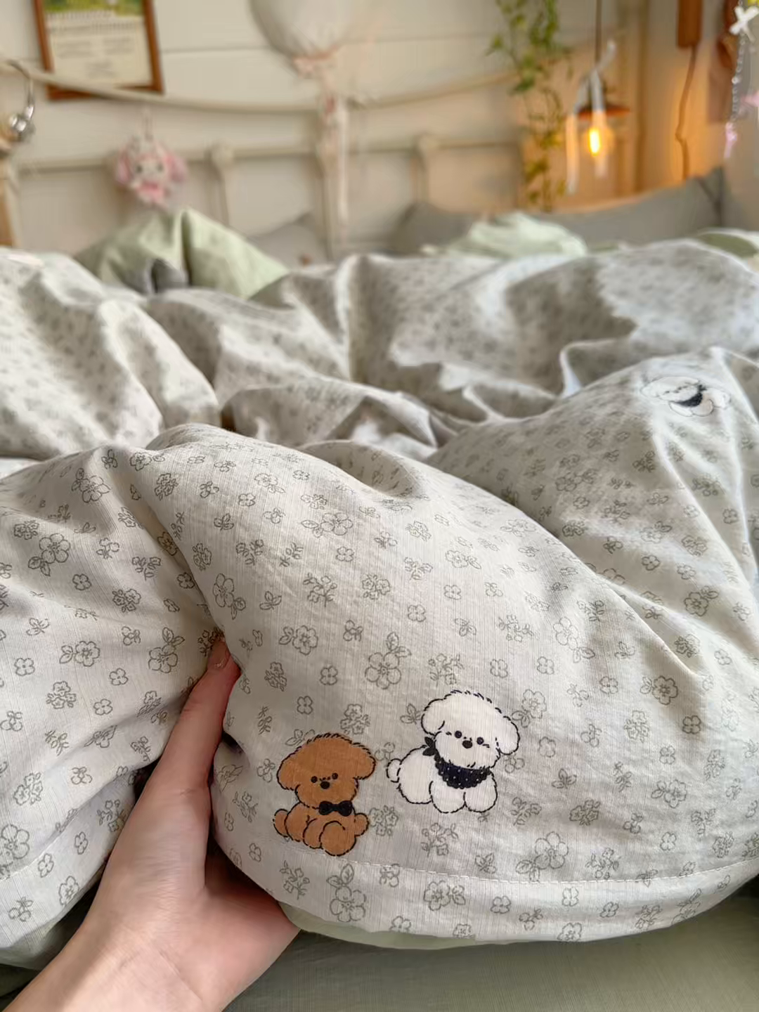 91家纺网 家纺一手货源 找家纺 优选 2026新款小清新直播热卖款云感双层纱木棉床盖四件套系列 洛可可