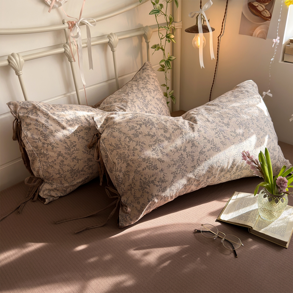 91家纺网 家纺一手货源 找家纺 优选 2026新款小清新直播热卖款云感双层纱木棉床盖四件套系列 清墨