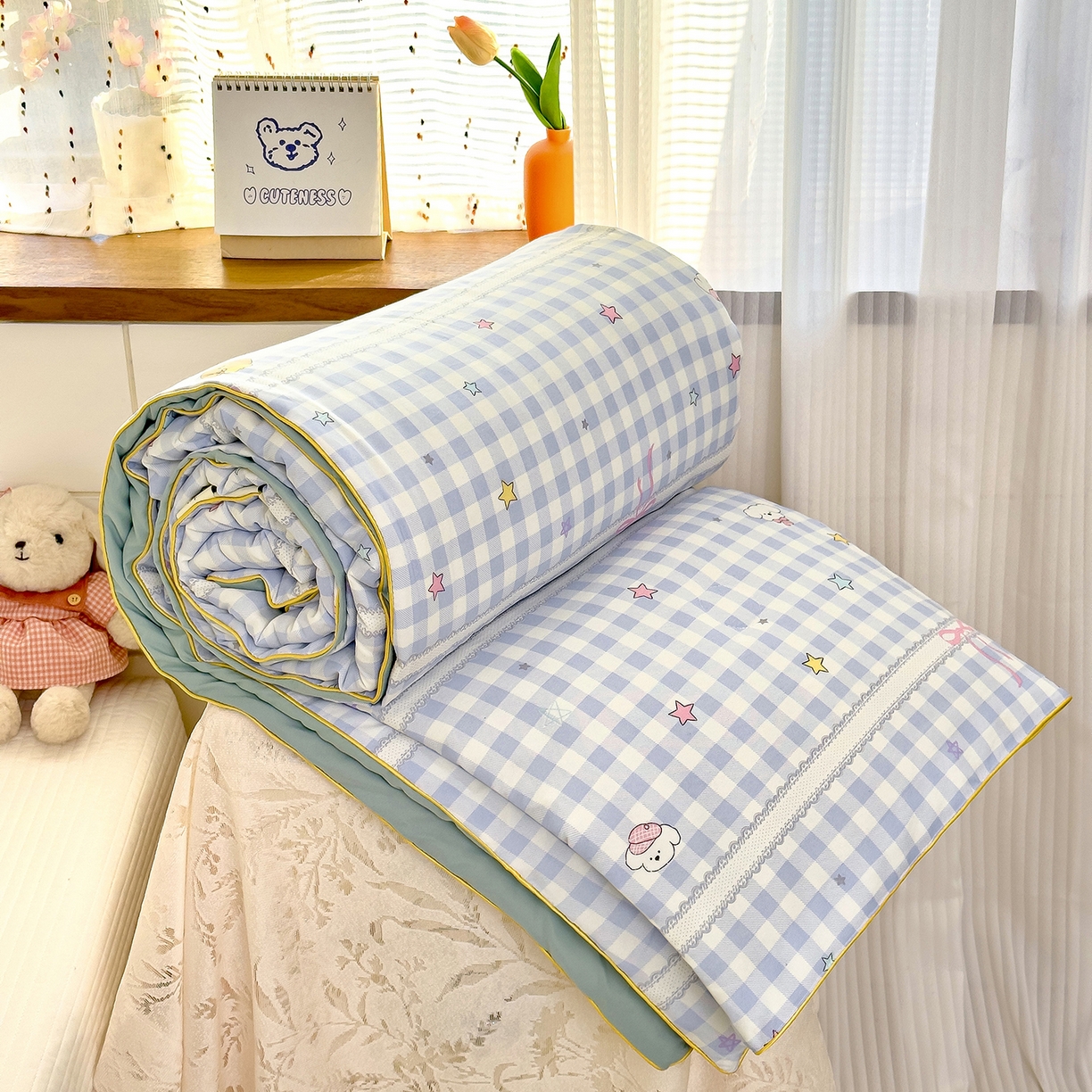 91家纺网 家纺一手货源 找家纺 （总）铺尚美家纺 2026新款A类水洗双层纱大豆夏被子被芯