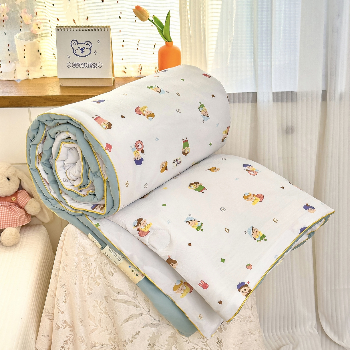 91家纺网 家纺一手货源 找家纺 （总）铺尚美家纺 2026新款A类水洗双层纱大豆夏被子被芯