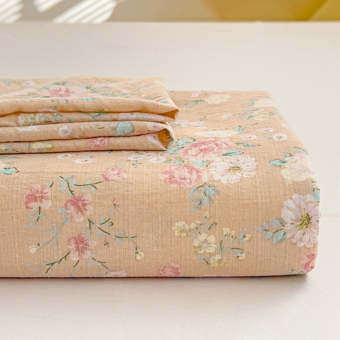 91家纺网 家纺一手货源 找家纺 （总）纽缦家纺 2026春夏新款云感提花双层纱单床单 床单单件