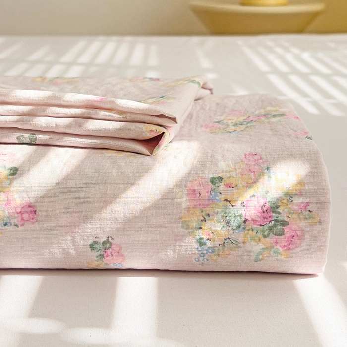 91家纺网 家纺一手货源 找家纺 （总）纽缦家纺 2026春夏新款云感提花双层纱单床单 床单单件