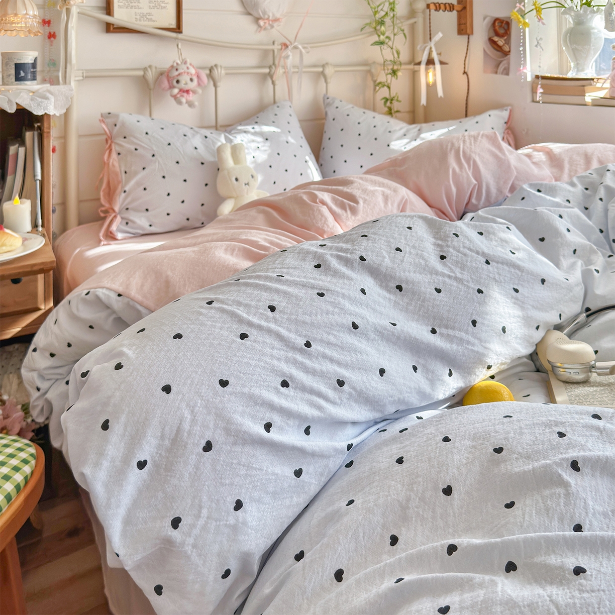 91家纺网 家纺一手货源 找家纺 优选良品 2026新款小清新直播热卖款云感双层纱木棉床盖四件套系列 洛可可