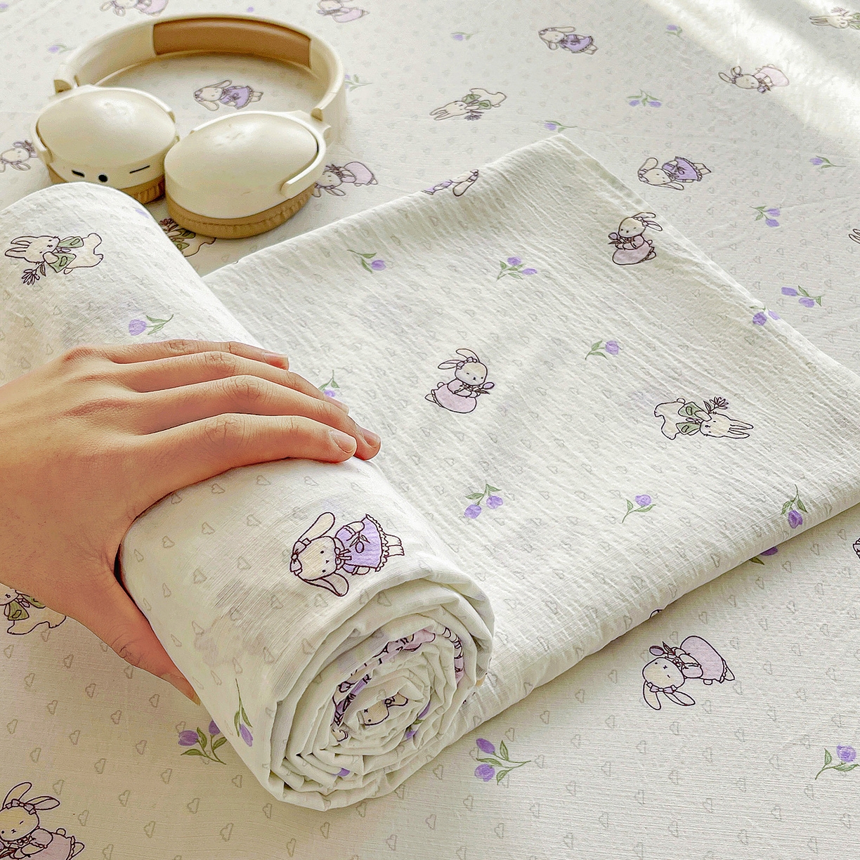 91家纺网 家纺一手货源 找家纺 （总）纽缦家纺 2026春夏新款云感提花双层纱单床单 床单单件