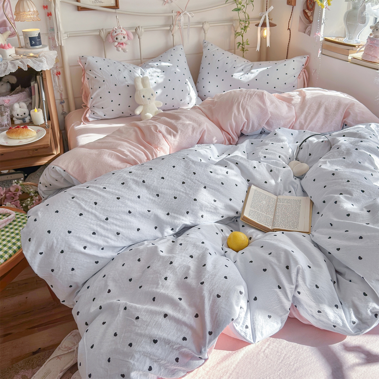 91家纺网 家纺一手货源 找家纺 优选良品 2026新款小清新直播热卖款云感双层纱木棉床盖四件套系列 洛可可